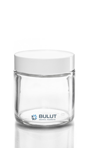 100 ML Şeffaf Cam Krem Kavanozu Beyaz Kapaklı Tıpalı