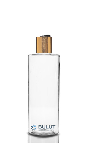 200 ML Şeffaf Silindir Pet Şişe Gold Disctop Kapaklı