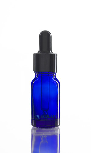 10 CC Mavi Ecza Şişesi Siyah Metal Siyah Lastikli Cam Damlalıklı Takım