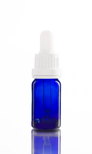 10 CC Mavi Toptan Cam Şişe Beyaz Plastik Beyaz Damlalıklı Takım