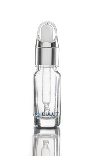 10 CC Şeffaf Dropper Şişe Gümüşe Beyaz Çiçek Damlalıklı Takım