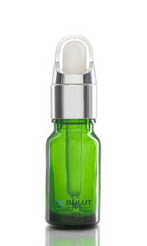 10 CC Yeşil Dropper Şişe Gümüşe Beyaz Çiçek Damlalıklı Takım