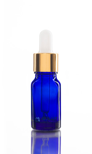 10 ML Damlalıklı Mavi Cam Şişe Golda Beyaz Cam Damlalıklı Takım