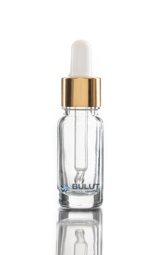 10 ML Damlalıklı Şeffaf Cam Şişe Golda Beyaz Cam Damlalıklı Takım