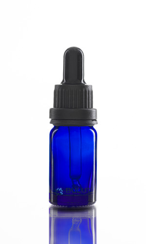 10 ML Mavi Cam Şişe Siyah Delikli Kırılır Kapak Siyah Cam Damlalıklı Takım