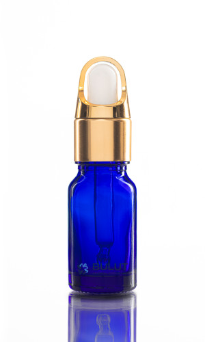 10 ML Mavi Toptan Boş Cam Şişe Gold Beyaz Çiçek Damlalıklı