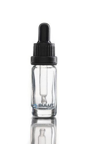 10 ML Şeffaf Cam Şişe Siyah Delikli Kırılır Kapak Siyah Cam Damlalıklı Takım