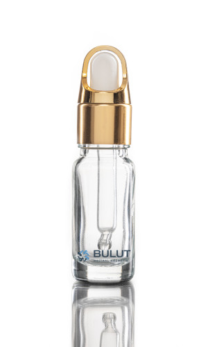 10 ML Şeffaf Toptan Boş Cam Şişe Gold Beyaz Çiçek Damlalıklı