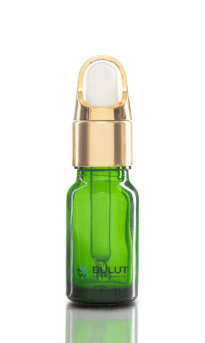 10 ML Yeşil Toptan Boş Cam Şişe Gold Beyaz Çiçek Damlalıklı