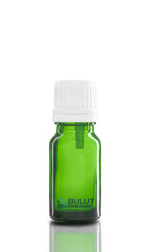 10 ML Yeşil Yağ Şişesi Beyaz İçten Damlalıklı Düz Kapak