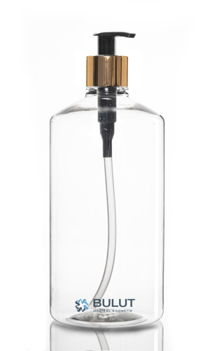 1000 CC Şeffaf Pet Şişe Golda Siyah Sıvı Sabun Pompalı