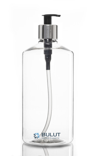 1000 CC Şeffaf Pet Şişe Gümüşe Siyah Sıvı Sabun Pompalı