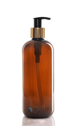 400 ML Kahverengi Pet Şişe Golda Siyah Sıvı Sabun Pompalı