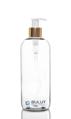 400 ML Şeffaf Pet Şişe Golda Beyaz Sıvı Sabun Pompalı