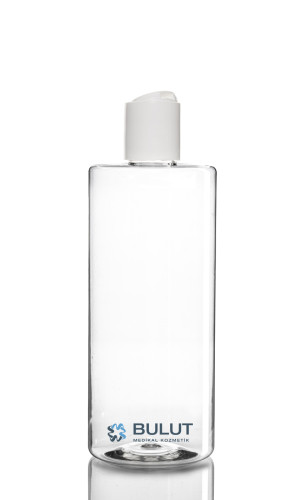 400 ML Silindir Şeffaf Pet Şişe Beyaz Disctop Kapaklı