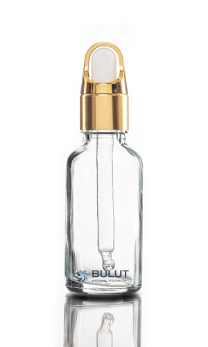 20 ML Şeffaf Toptan Boş Cam Şişe Gold Beyaz Çiçek Damlalıklı