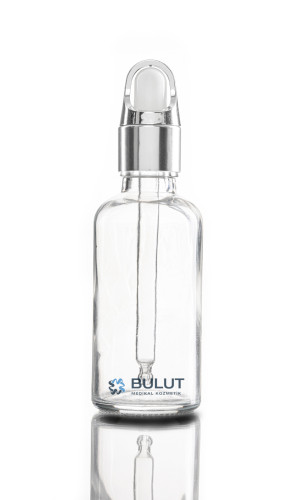 50 CC Şeffaf Dropper Şişe Gümüşe Beyaz Çiçek Damlalıklı Takım