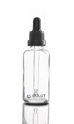 50 ML Şeffaf Cam Şişe Siyah Delikli Kırılır Kapak Siyah Cam Damlalıklı Takım